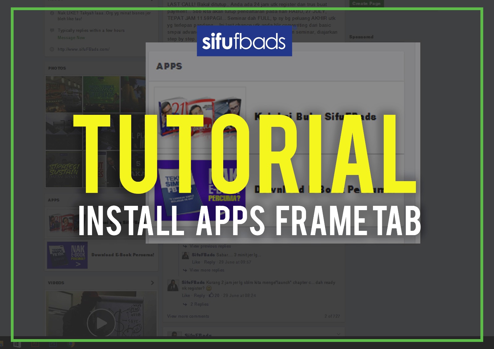 Tutorial “Install Apps” iFrame Tab di Fanpage